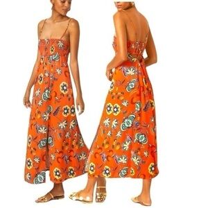 Anthropologie Maeve Floral Cross
Back Maxi Dress Smocked